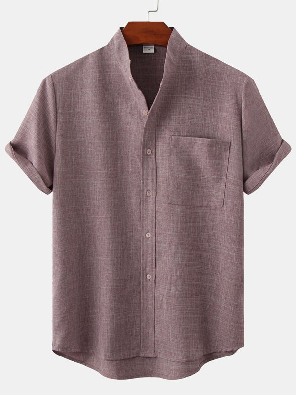 Casual Short-Sleeved Linen Shirt