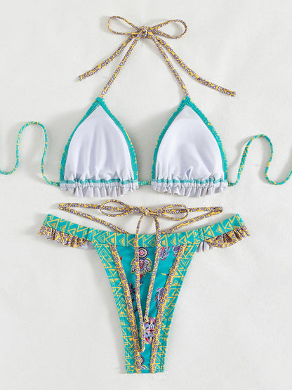 Ethnic Halter Neck Tie Bikini