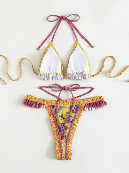 Ethnic Halter Neck Tie Bikini